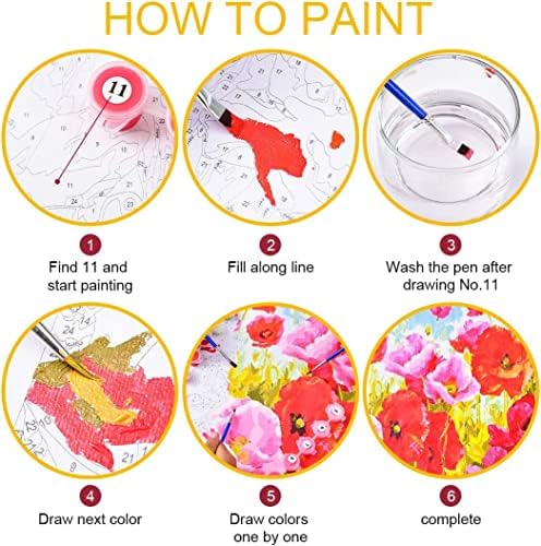 DIY боја по броеви Комплет за деца и возрасни почетник - Вода лотос сликарство по комплети со броеви со 3 четки за бои и акрилен пигмент