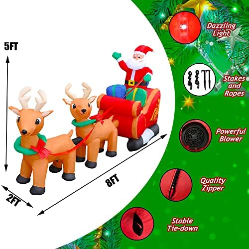 Сезона на сезоната на 8 стапки предводени од надувување Божиќни ирваси Повлечете ја сангата Земете Дедо Мраз Декорацијата за