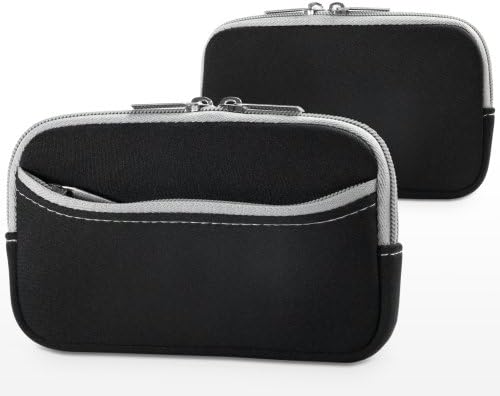 Case Boxwave Case компатибилен со Umidigi A3 Pro - Softsuit со џеб, мека торбичка Неопрена покривка на ракав Зипер џеб за Umidigi A3 Pro - jet Black со сива трим