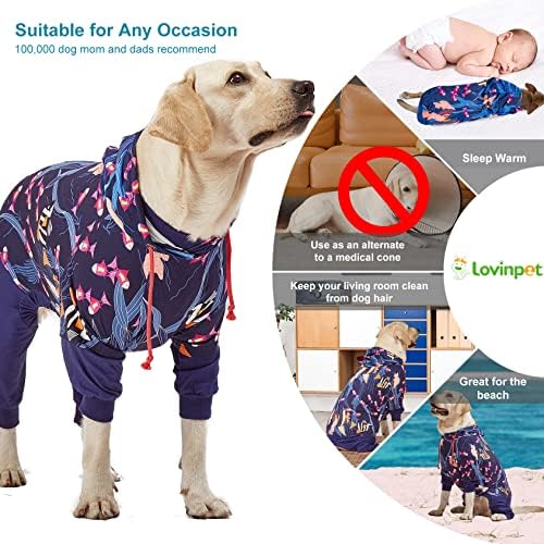 Lovinpet Big Pitbull Dog PJS Care /Пост хирургија Облека за кучиња, Олеснување на анксиозност за кучиња, лесни истегнати, големи пижами за