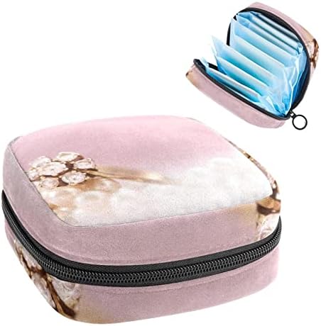 Торба за складирање на санитарна салфетка, торба за торбички со чаша торбичка, организатор на држачи за влошки за жени, прстен во форма на