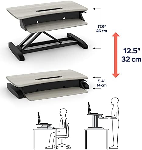 Ergотрон-WorkFit-Z Мини Мал Стоечки Конвертор На Биро, Кревач За Биро За Седење На Лаптоп За Маси и Домашна Канцеларија-Ширина Од 31 Инчи,