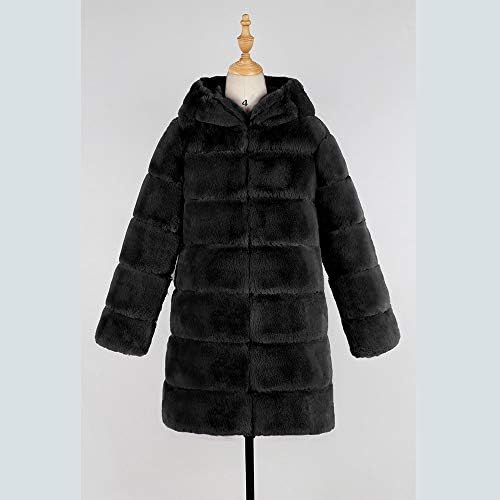 Палто Swrowesi за жени моден луксузен крзнен палто со качулка есен зимски топло палто