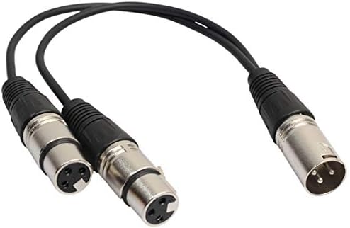 HyperLink 30cm 3 Pin XLR Cannon 1 машко до 2 женски кабел за адаптер за аудио конектор за микрофон/аудио опрема.