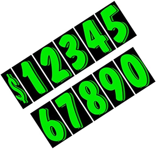 ВЕРСА-ТАГОВИ 7 1/2 Инчен Црна/Зелена Винил Број Налепници 11 Десетина Сет Автомобил Шофершајбната цена &засилувач; 2 Пакети на 12 14.5