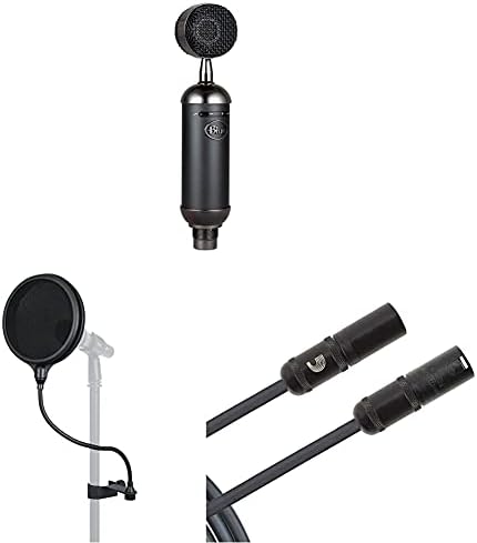 Сина затемнување на искра SL XLR кондензатор микрофон за снимање и стриминг со микрофон со единечен слој микрофон поп филтер со C-Clamp & D'Addario Classic Series Series XLR микрофон каб?