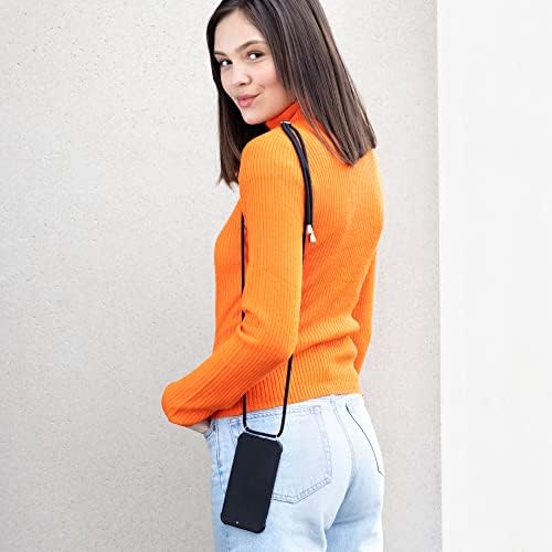 Cwmobile Crossbody Case компатибилен со Samsung Galaxy A12 Case - TPU силиконски капак со каиш - црна