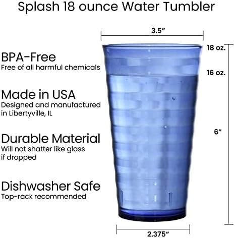 САД Акрилик Поздравниот 18 унца Пластични Редење Вода Тамблери во 4 Крајбрежните Бои | Вредност Во собата на 16 Чаши За Пиење | Еднократно,