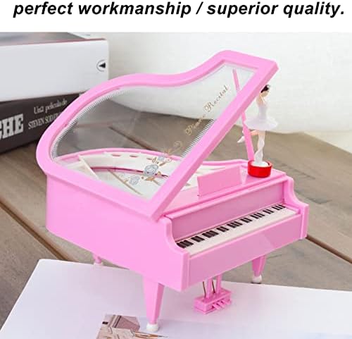 Alomejor Pink Piano Music Box мала балерина девојка танцува емулациона музичка кутија за пијанофорт, роденденски подарок за девојче