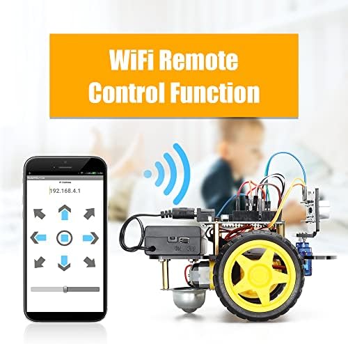 2WD паметен роботски комплет за автомобили за ESP8266 ESP-12E D1 WiFi табла за Arduino Control со мобилен комплет за обука на ултразвучни модули за обука за наука за тинејџери /возрас?