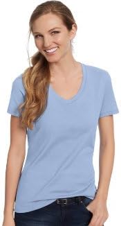 Hanенска женска нано-V-врат маица светло сина х-мала
