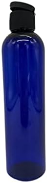Природни фарми 8 мл Сини Космо пластични шишиња -12 Пакувајте празно шише за полнење - БПА бесплатно - есенцијални масла - ароматерапија | Црн флип -врвен капа - направе