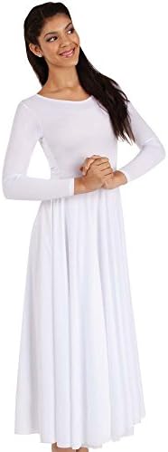 Лабава облека за танцување со долг ракав - женски бел / 3x