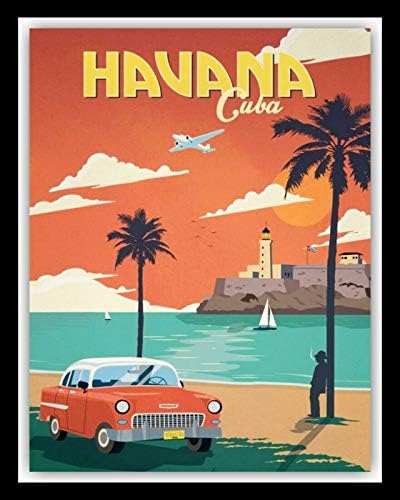 Fikr havana cuba la habana метална празник постер печатење слика плакета лимен знак, гроздобер метал паб клуб кафе -бар домашен wallид уметнички постер ретро 8x12 инчи