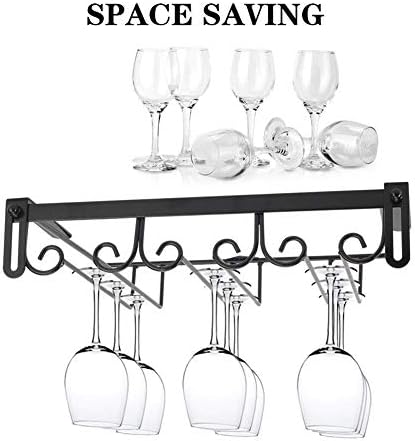 Бесплатно стаклена решетка за вино под кабинетот што виси решетката за матични софтвер, метални држачи за чаша од вино под полица за