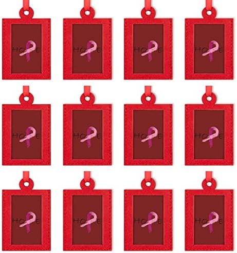 Розова лента - свесност за рак на дојка Мини Божиќна рамка за слики, се чувствуваше висечки фото рамки за забавни празнични