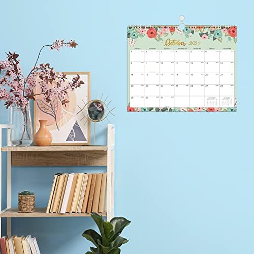 2023-2024 Календар - 18 месечен wallиден календар со густа хартија, јули 2023 година - декември 2024 година, 15 x 11,5, врзување со двојна
