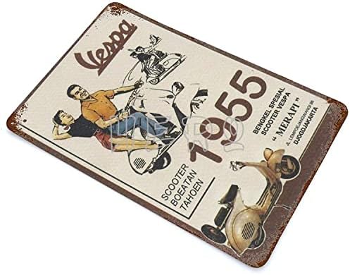 LQKDCF VESPA 1955 гроздобер знак за калај спречете ја плочката на сјај, а не 'рѓосана железо сликарство алуминиум метал ретро филмски бенд уметнички персонализиран постер