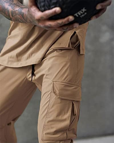 Машки машки тенок високо ребро карго -џогер панталони