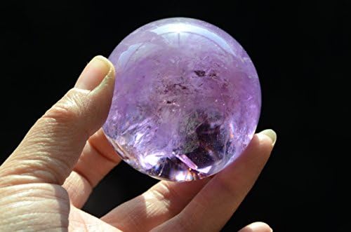 Висока надморска височина на вистинската тибет Хималај, чиста аметист пурпурна кристална кварц топка сфера Орб 2,32 инчи со виножито од двете страни духовно лекувањ
