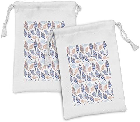 Амбесон Океанска ткаенина торбичка сет од 2, морски животни тематски апстрактни школки со школки со боемични отпечатоци, мала торба за влечење