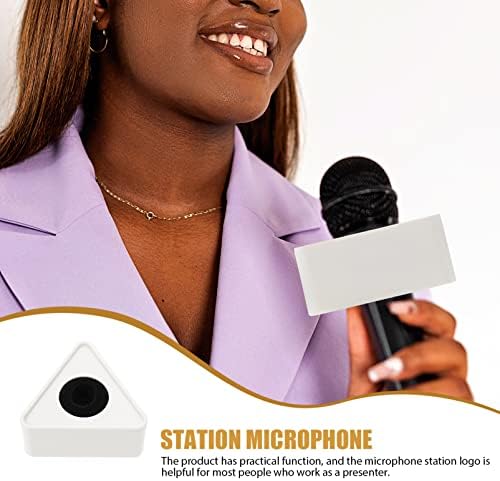 Микинона 8 ПЦС лого интервју за снимање на коцки за резерви на логоа за логоа бело за вбризгување во форма на микрофон преносен триаголен