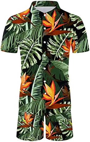 2 парчиња облека Облеки за мажи голема и висока тропска хавајска кошула и кратки комплети гроздобер обични мускулни маици костуми костуми