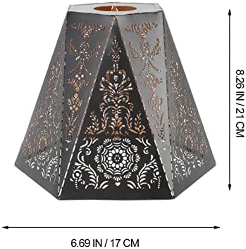 Uonlytech E27 метална ламба сенка, цветна шуплива лустер лабачка табела за покривање на светлосни додатоци за светло за подни подни, црна, 21x17cm