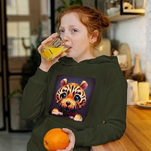 Сунѓерско руно од тигар, сунѓер, качулка - Каваи Детска худи - Графички худи за деца