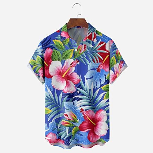 Летни маички маички со цвеќиња со кратки ракави со кратки ракави, летна летна плажа стил опуштена обична мрзлива кошула долго вклопување