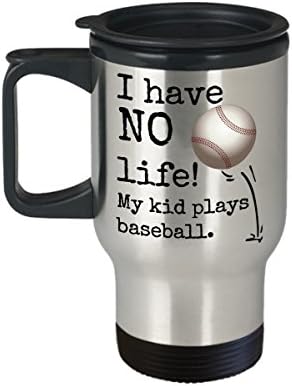 Бејзбол мама или тато патување кригла-немам живот! Моето дете игра бејзбол-14 мл изолирана чаша од нерѓосувачки челик со капак-подарок