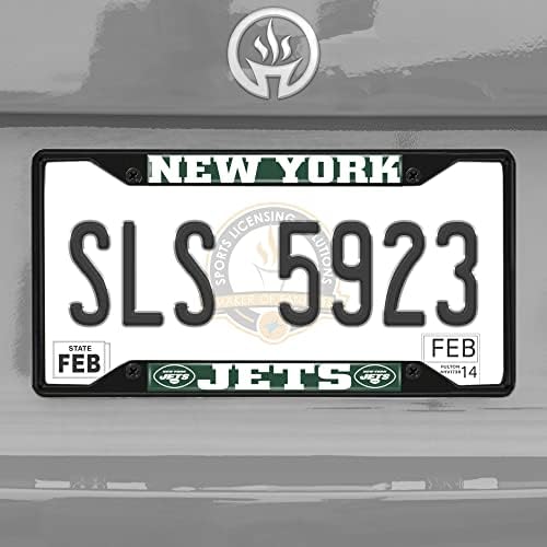 FanMats 31369 New York Jets Metal Relection Plate Frame Black Finish