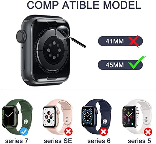 OMEE компатибилен со Apple Watch Series 7 [45mm] Case Colution Coverage Hard PC Case со заштитник на екран на стакло - 2 пакет чиста