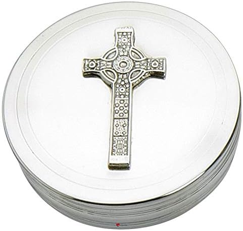 Јас LUV LTD Pewter Trinket Кутија Круг Со Шкотски Јона Крст Амблем На Капакот 50mm