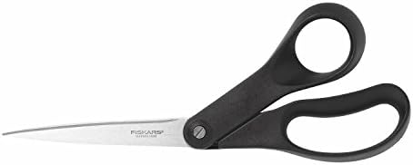 Домаќинството Фискарс, должина: 21 см, квалитетни ножици на челик/синтетички материјал, една големина, црна