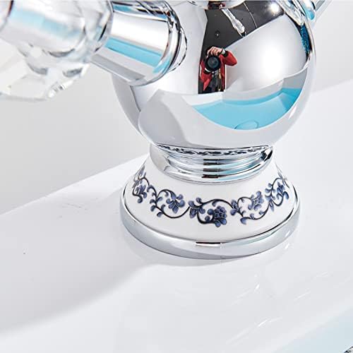 Fnnemg бања тапа на лебед форма на месинг суета мијалник со модерни модерна палуба со двојна рачка за монтирање бања мијалник топла ладна вода миксер, чешма, хром