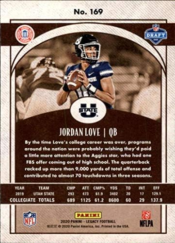 2020 Panini Legacy 169 Jordan Love Rookie Utah State Aggies NFL Football Trading Card