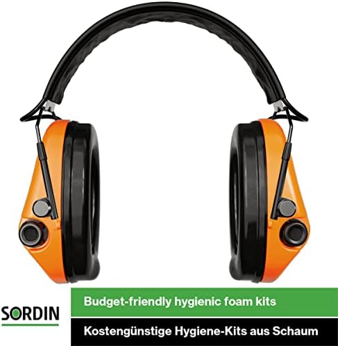 Sordin Supreme Pro -X Slim Active Active Ear Defenders - Компатибилен со железнички шини - Комплети за кожни ленти и пена - Електронски