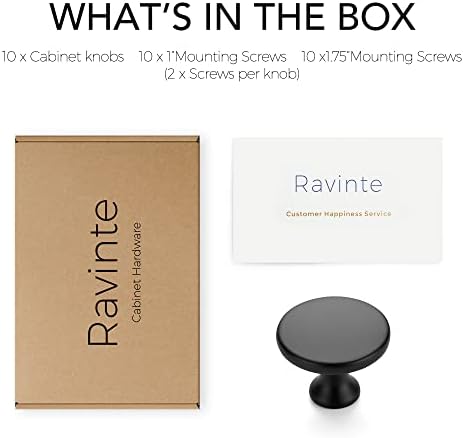 Ravinte 10 пакет 1-1/4 инчи мат црна тркалезна кујна копчиња за кујнски кабинети, влечење на цврсти фиоки на цинк, рачки на кабинетот за шкаф, фустан, плакарот и бања, модер?