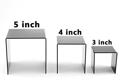 Сет на Tytroy од 3 мали кубни црни акрилни изложби на изложба на изложби на гнездење Полици за фигури на накит Уметност/занаетчиски кекси
