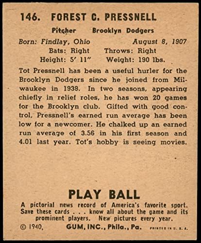 1940 Играјте топка # 146 Tot PressNell Brooklyn Dodgers VG Dodgers