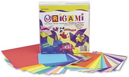 Хартија Оригами, 30 фунти., 9-3/4 x 9-3/4, разновидни светли бои, 55 листови/пакет