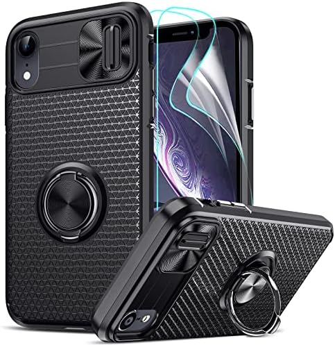 Leyi за iPhone XR Case, iphone XR Телефонски случај со [2 пакет] заштитници на екранот, оклопниот дефанзивец што не се лизга со текстура