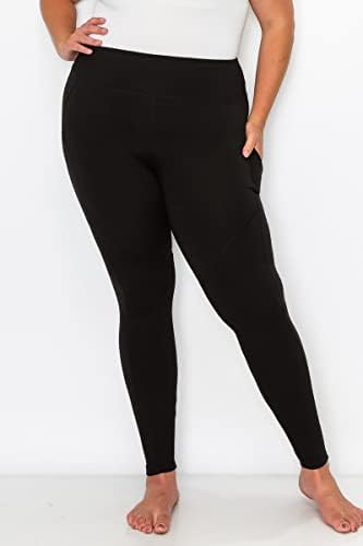 Хелеги за вежбање јога Јогаландуза - плус големина со висока половината со 4 пат со патент џеб обични активни панталони