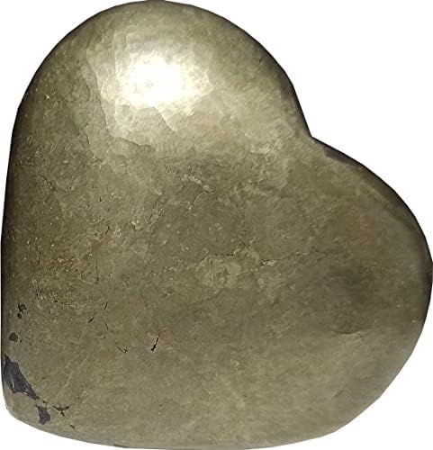 Aldomin® Златен пирит подуен во форма на срце 146 грама природен палм камен кристал Реики лековити скапоцен камен кристал подарок за унисекс