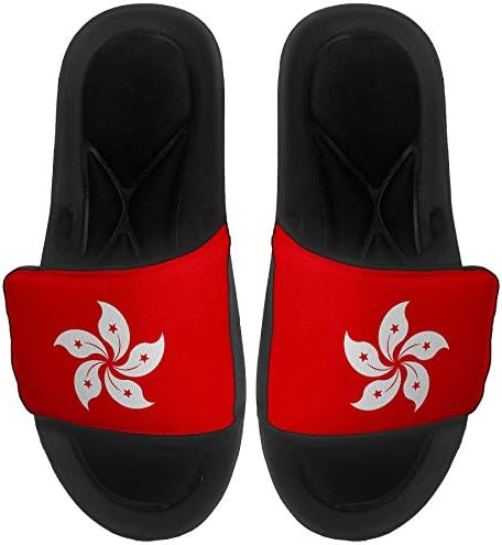 ExpressItbest Pushioned Slide -On сандали/слајдови за мажи, жени и млади - знаме на Хонг Конг - знамето на Хонг Конг