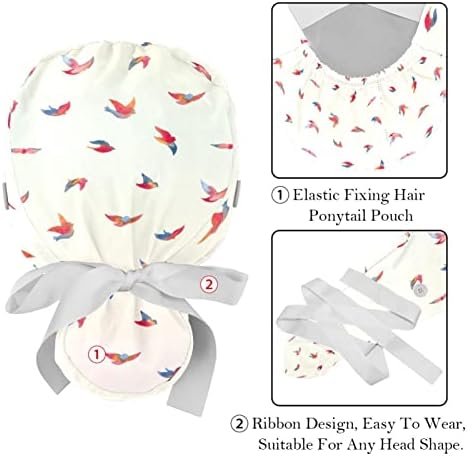 2 парчиња работно капаче со копче лента вратоврска назад авокадо на розова лесна шема Капчиња за торбички за конска опашка за жени