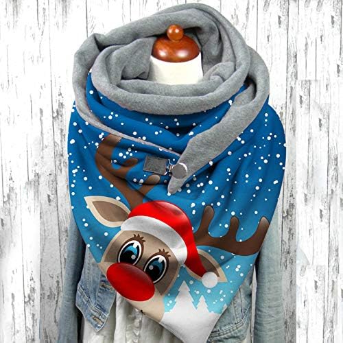 Божиќно копче шалови печати жени марами топла мека обична зимска модна шамија за рака