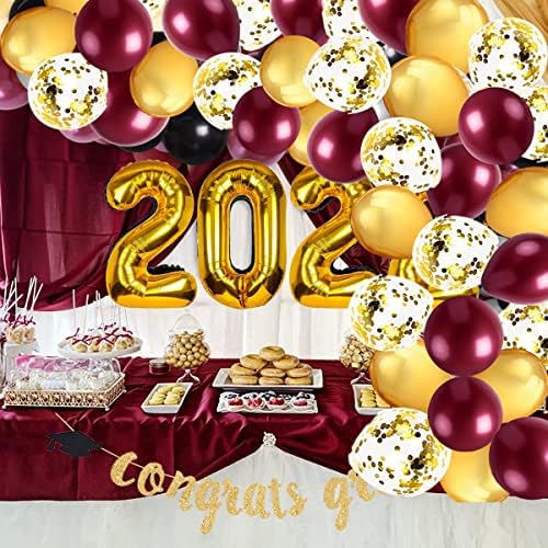 Дипломирање Декорации За Забави 2023 Канелени Град/Канелени Златни Балони Венец Бургундски Златни Балони 45 парчиња/Украси За Есенски Родендени