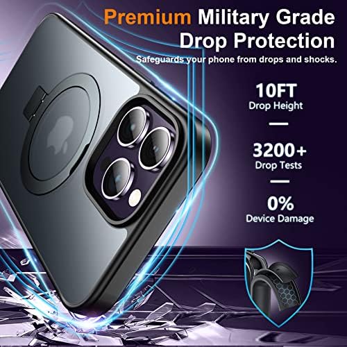 SPIDERCASE за Iphone 14 Pro Случај, Магнетни Невидливи Штанд [Воена Заштита Капка] [Компатибилен За MagSafe], со [2 Пакет Калено